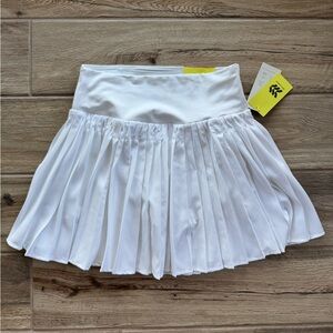 White Pleated High Rise Skort